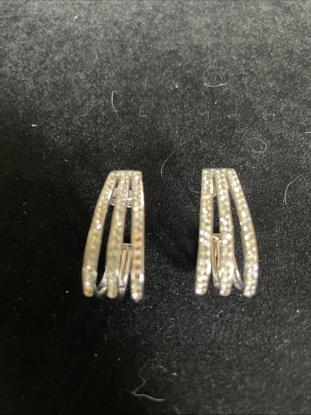 Classic Silver Crystal Multi-Row Earrings - Sparkling Silver. 8/21/6